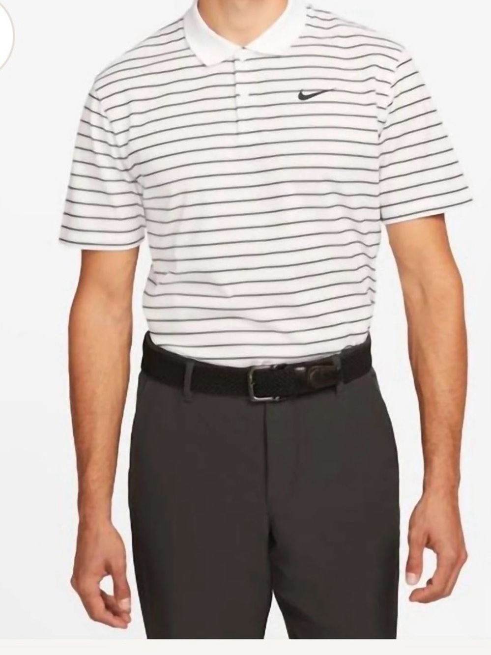 Nike Men's Dri-Fit Victory Golf Striped Polo Shirt in Black/White set of 2